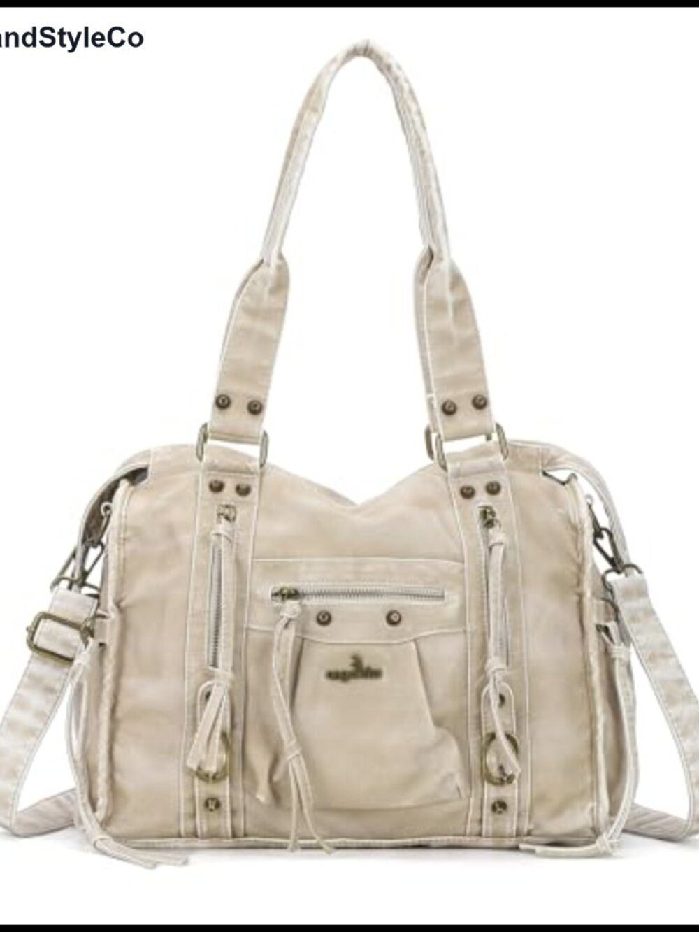 Vintage Leather Large Hobo Satchel Tote Multi Pocket Shoulder Bag